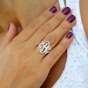 Monogram Initial Ring - Custom Made Ring with any initials you wish - 925 Sterling Silver