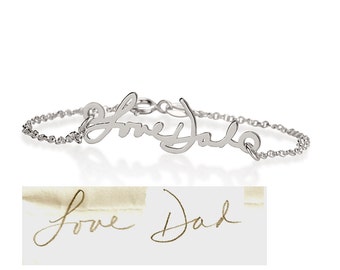 Memorial Signature Bracelet - Personalized Handwriting Bracelet Keepsake Jewelry in Sterling Silver