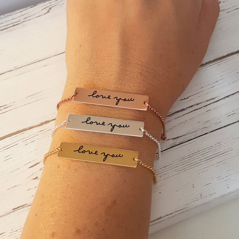Memorial Jewelry Handwriting Bracelet Signature Bar Etsy