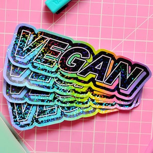 Neon Vegan Holographic Sticker