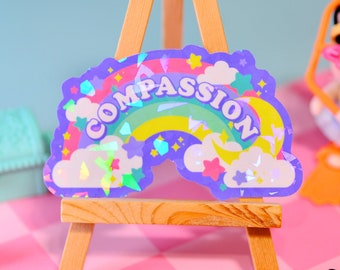 Compassion Rainbow Holographic Sticker