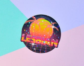 Lesbian 80s Holographic Sticker