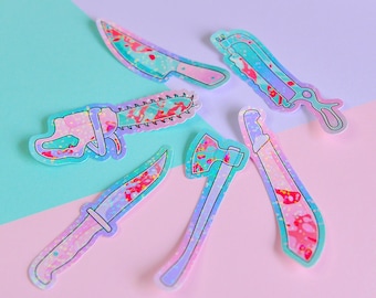 Mini Pastel Horror Weapons Holographic Sticker Pack