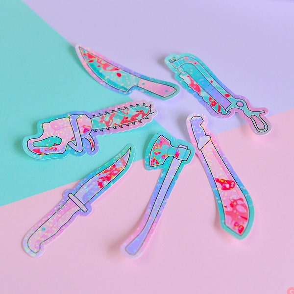 Mini Pastel Horror Weapons Holographic Sticker Pack