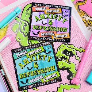 Anxiety and Depression, Horror Halloween Holographic Sticker