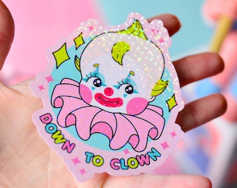 Down To Clown, Clowncore Doll Holographic Sticker
