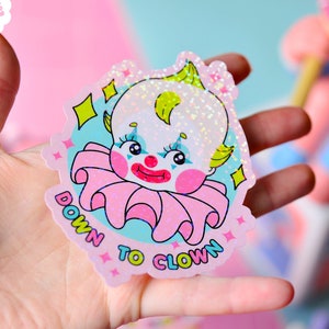 Down To Clown, Clowncore Doll Holographic Sticker