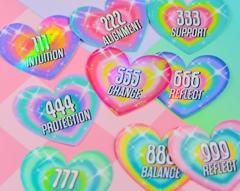 Angel Numbers Aura Hearts Iridescent Sticker Pack