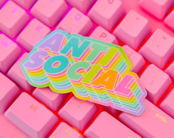 Anti Social Holographic Sticker - Smaller Size