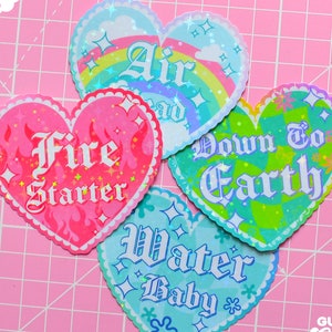 Zodiac Star Sign Element Heart Holographic Sticker image 1