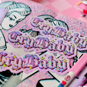 Cry Baby, Valentines Holographic Sticker image 1