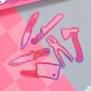 Mini Bloody Valentine Horror Weapons Holographic Sticker Pack