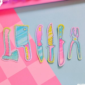 Mini Pastel Horror Weapons Holographic Sticker Pack