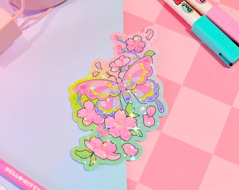 Butterfly Blossom Holographic Sticker
