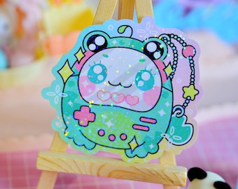 Gamer Froggy Frog Pet Holographic Sticker