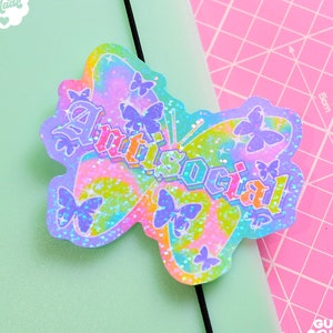 Antisocial Butterfly Y2K Holographic Sticker