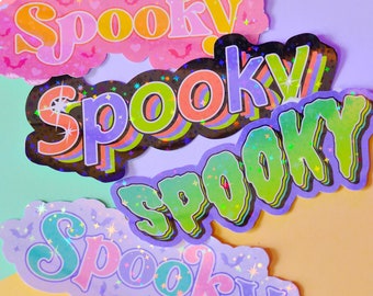 Spooky, Halloween Holographic Sticker