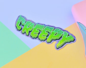 Retro Creepy Glitter Sticker