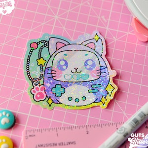 Gamer Kitty Cat Pet Holographic Sticker