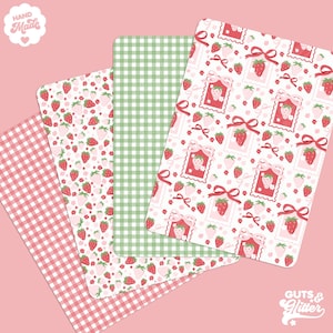 Kindle Insert for Clear Case - Coquette Pink and Red Strawberries Holographic