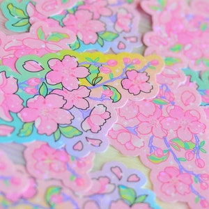 Sakura Cherry Blossom Spring Holographic Sticker