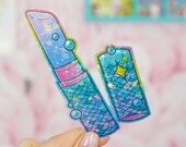Mermaid Lipstick Holographic White Vinyl Sticker
