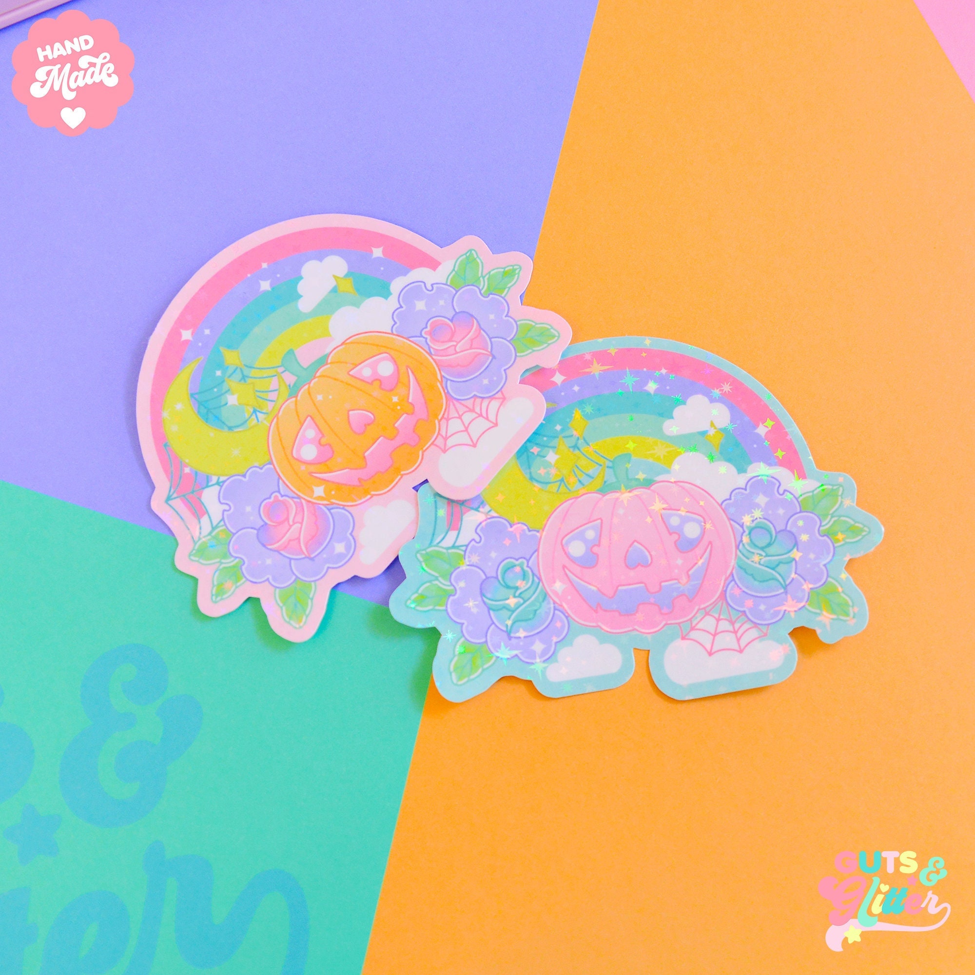 Pastel Pumpkin Halloween Holographic Sticker