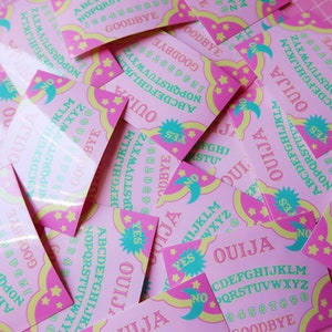 Pastel Pink Ouija Board, Gloss White Vinyl Sticker