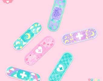 Mini Pastel Bandaids Self Care Menhera Holographic Sticker Pack