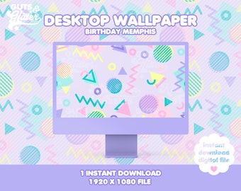 Birthday Memphis Desktop Wallpaper Digital Download