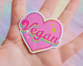 Kawaii Heart Vegan White Vinyl Sticker