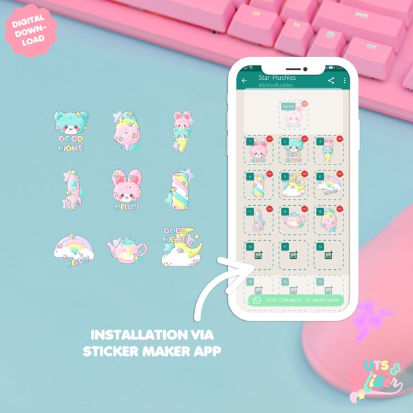 Tip The Artist! Star Plushies Phone Stickers for Whatsapp Digital Download