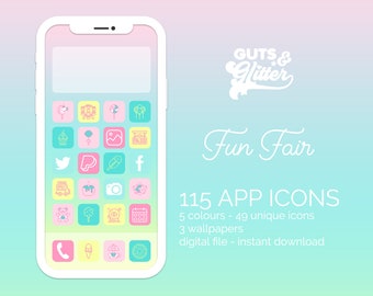 Fun Fair Pastel Phone Icons Wallpapers Digital Download