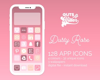 Dusty Rose Pink Phone Icons Wallpapers Digital Download