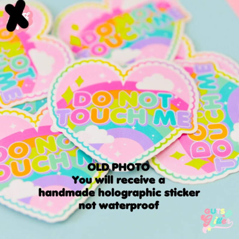 Do Not Touch Me Heart Holographic Sticker image 2