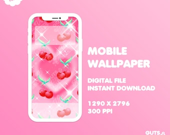 Cherry Heart Phone Wallpaper Digital Download