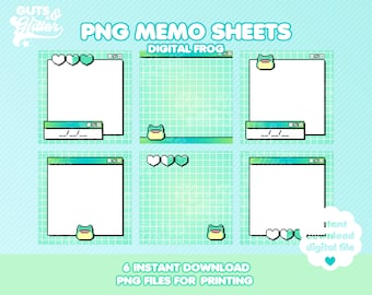 Digital Frog Printable Memo Sheets Journal Scrapbook Digital Download