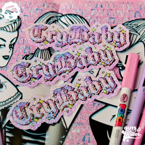 Cry Baby, Valentines Holographic Sticker image 2