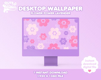 Flower Power Lavender Desktop Wallpaper Digital Download