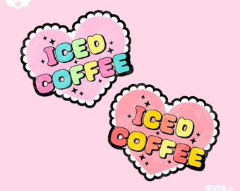 Iced Coffee Heart Holographic Sticker