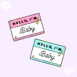 Hello, I'm Baby, Name Tag Holographic Glitter Sticker