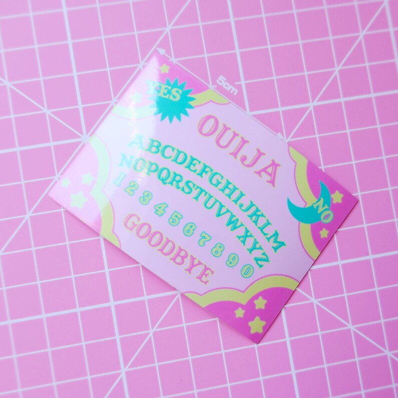 Pastel Pink Ouija Board Gloss White Vinyl Sticker Etsy