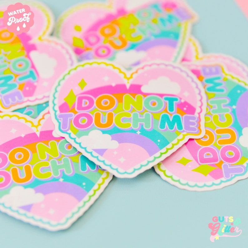 Do Not Touch Me Heart Holographic Sticker image 1