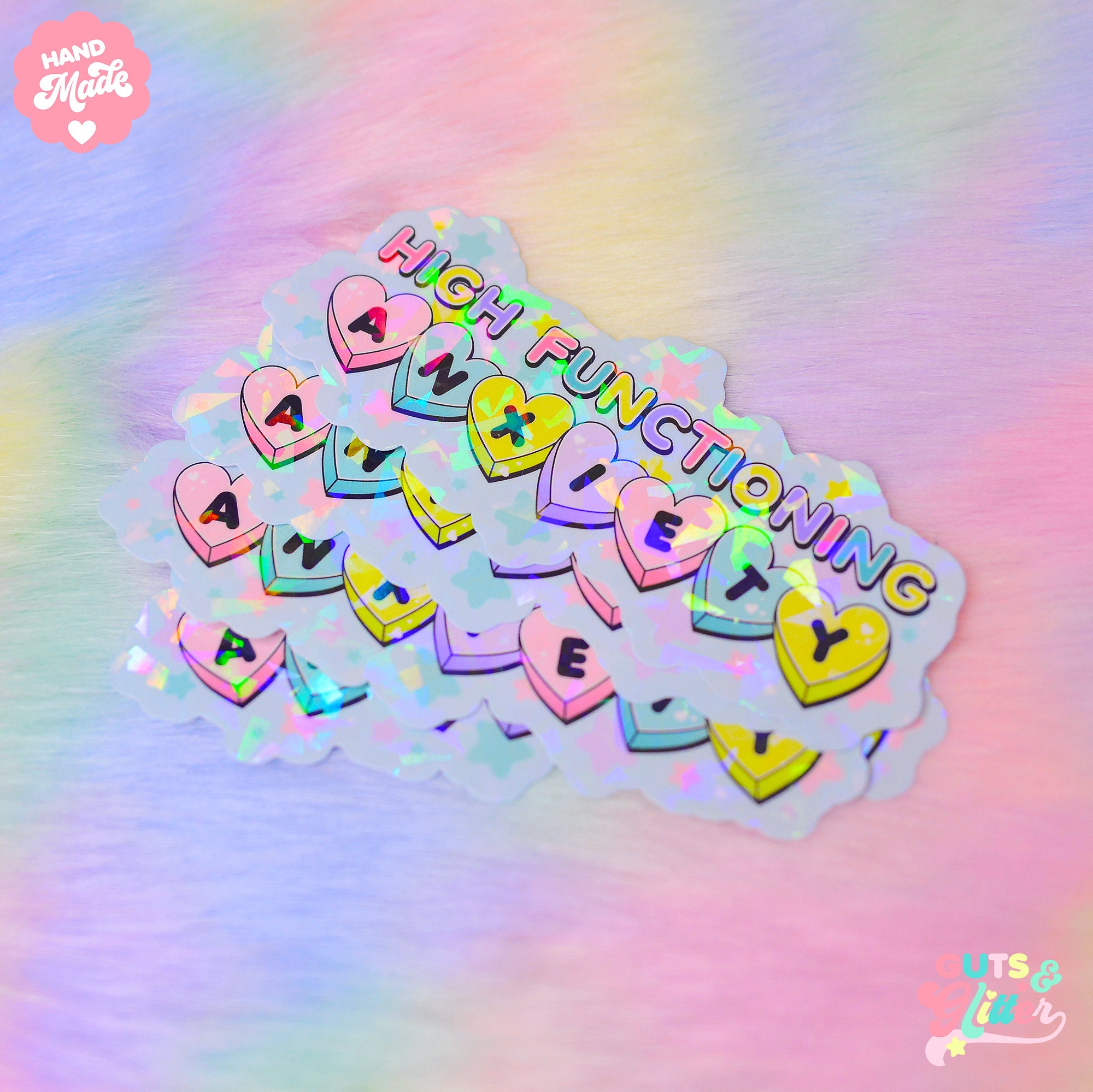 High Functioning Anxiety Self Care Holographic Sticker - Etsy