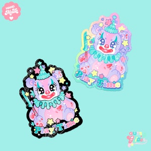 Creepy Cute Clown Bear Holographic Sticker