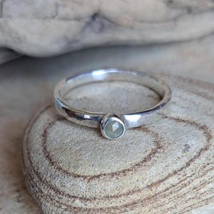 Sterling Silver Hammered Band set with a Rose Cut Diamond