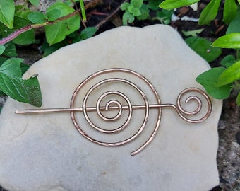 Hand Forged Bronze Spiral Knitwear Pin