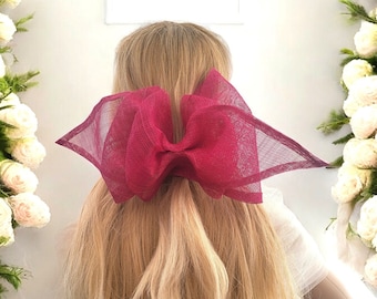 Large Pink Bow Fascinator, Back bow hatinator, 45 cms wide, colour options