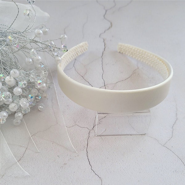 Ivory Seide Alice Band Stirnband Haarband 2,5 cm breit reiner Seide Satin Brautjungfer Braut