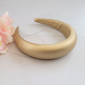 Gold Vegan Leather Padded headband alice band hair band rounded domed padding 4 cms wide Party Headpiece Leatherette Faux Leather